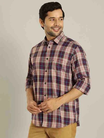 Indian Terrain Men's Slim Fit Full Sleeve Checkered Multicolor Shirt
